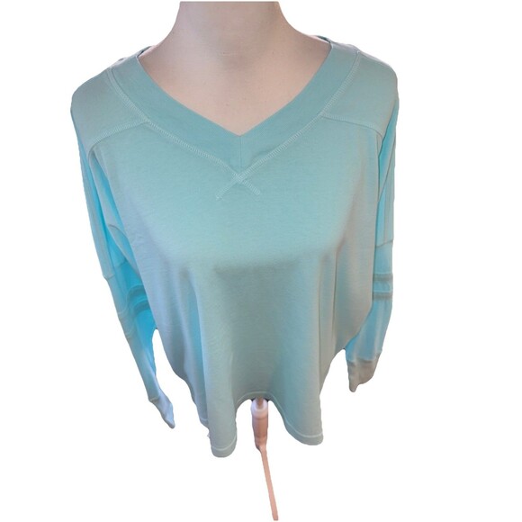 Free People Movement All Star Layer Oversized Long Sleeve Tee Poolside Blue Sz S - Picture 6 of 13